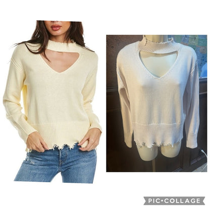 NWT SIZE XS WILL FIT UP TO A L 525 America Cream Cowl Neck Sweater