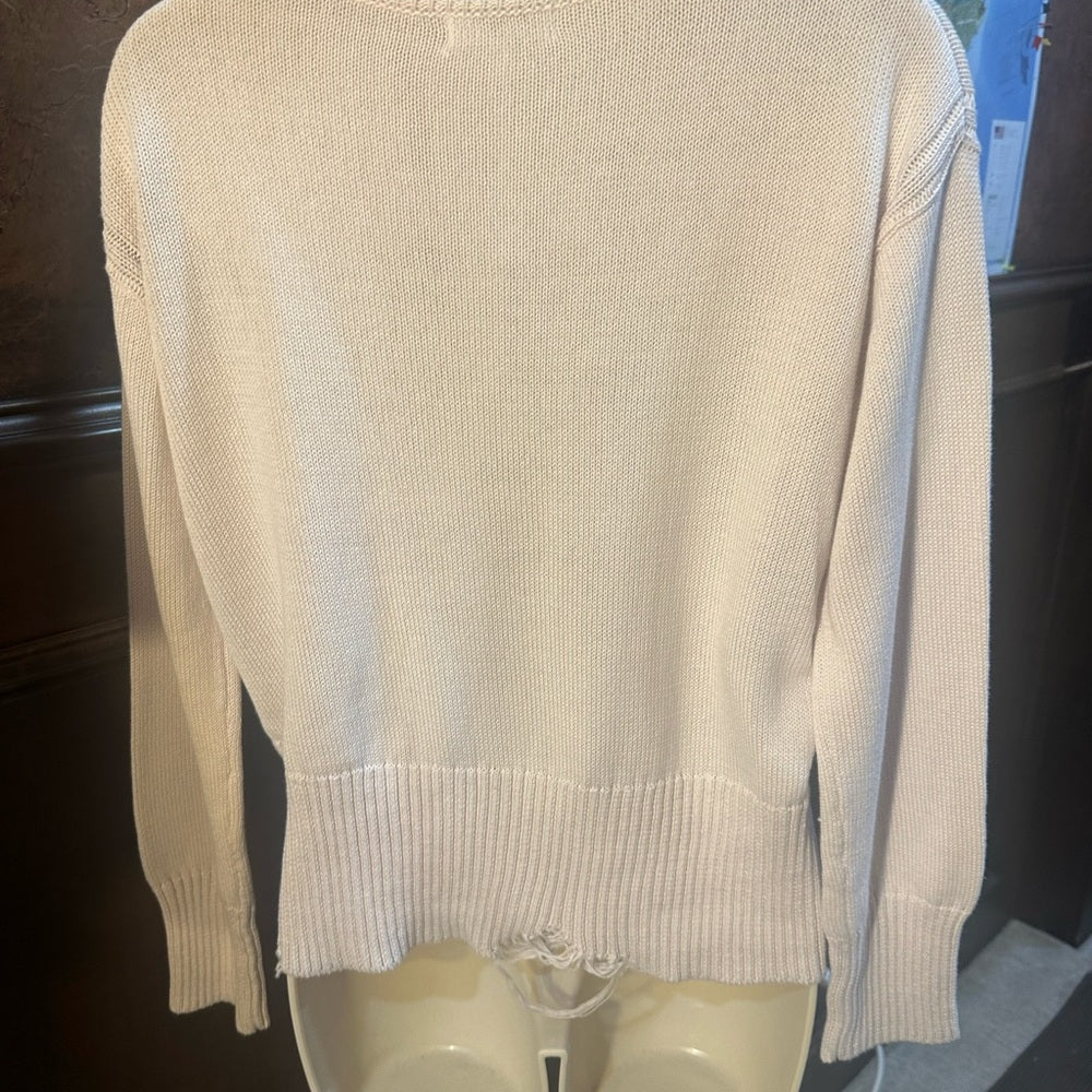 NWT SIZE XS WILL FIT UP TO A L 525 America Cream Cowl Neck Sweater