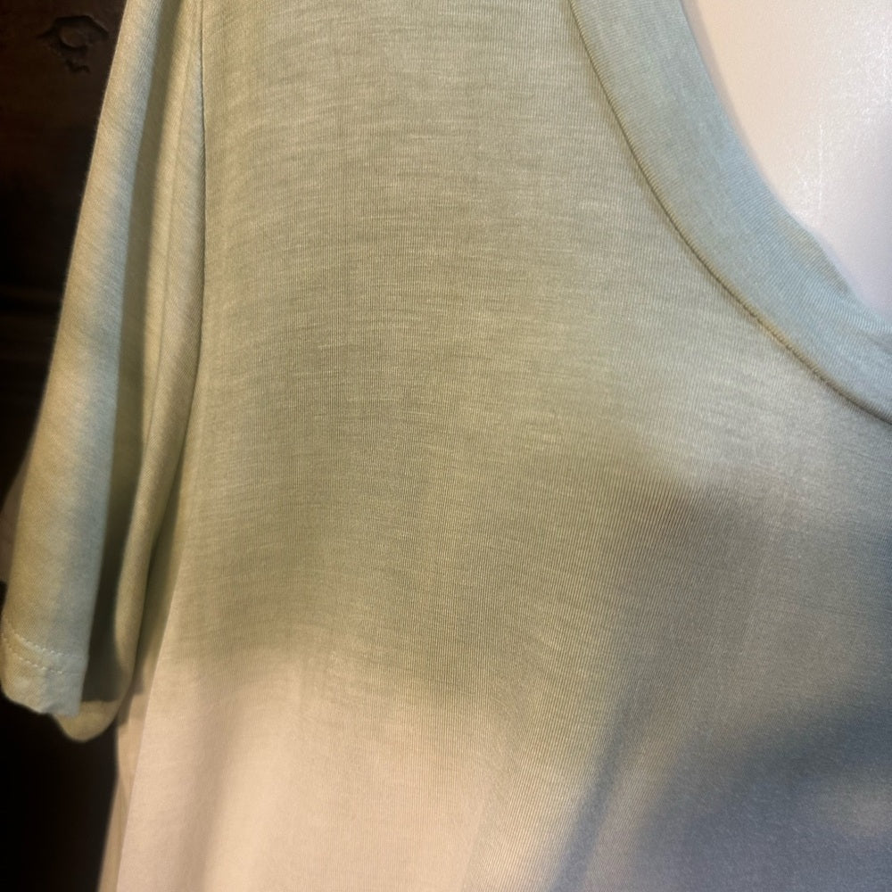 NWOT SIZE S WILL FIT UP TO A L POL Green and White Gradient Short Sleeve Tee