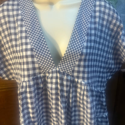 NWT SIZE M WILL FIT UP TO A L Anthropologie Navy and White Checkered Midi Dress