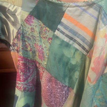 NWT SIZE S/M Advance Apparels Green Patchwork Tunic
