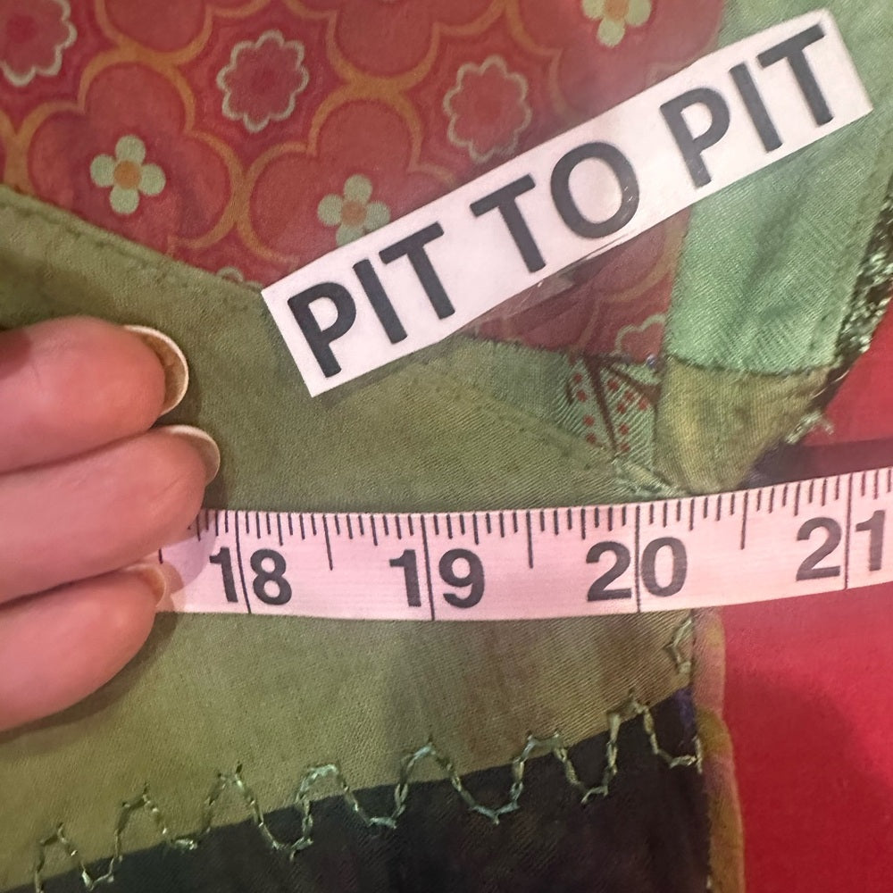 NWT SIZE S/M Advance Apparels Green Patchwork Tunic