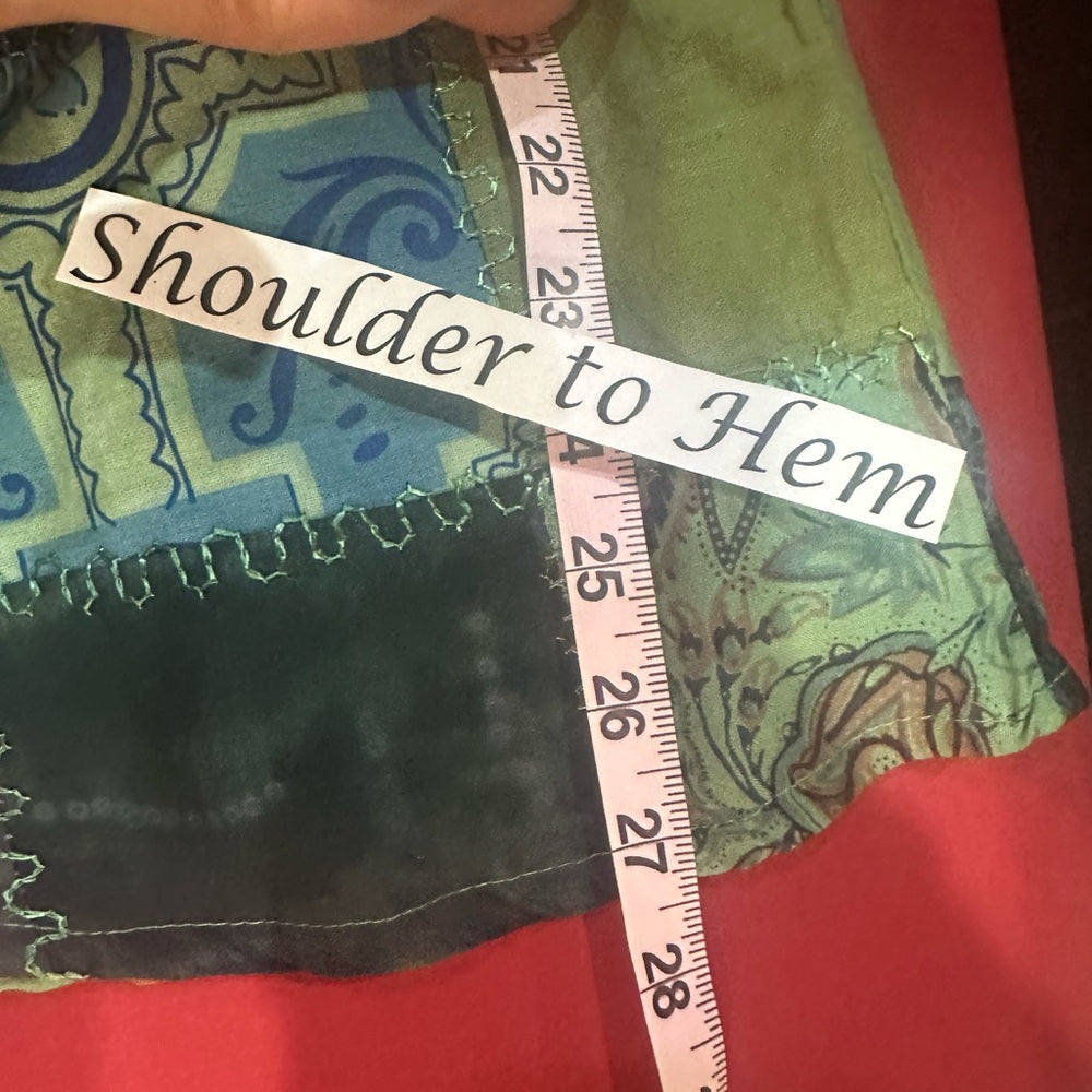 NWT SIZE S/M Advance Apparels Green Patchwork Tunic