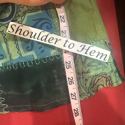 NWT SIZE S/M Advance Apparels Green Patchwork Tunic