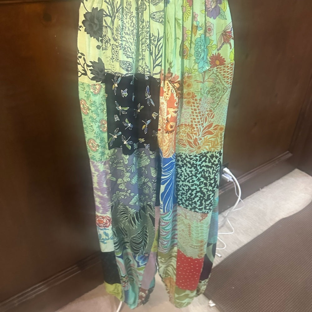 NWT SIZE OS Advance Apparels Colorful Patchwork Cropped Pants