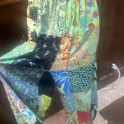 NWT SIZE OS Advance Apparels Colorful Patchwork Cropped Pants