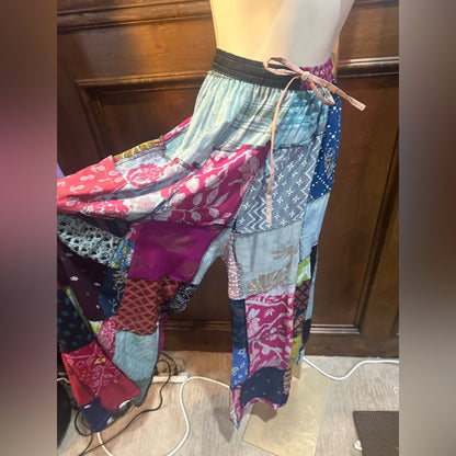 NWT SIZE OS Colorful Patchwork Wide Leg Pants