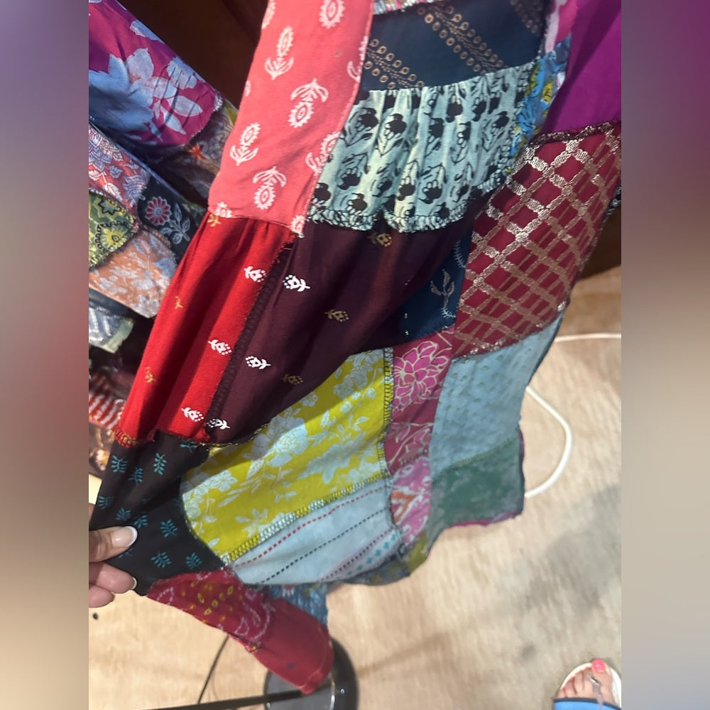 NWT SIZE OS Colorful Patchwork Wide Leg Pants