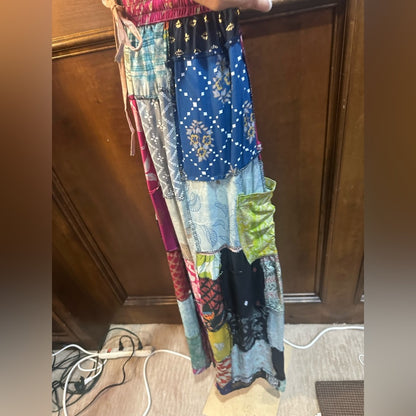 NWT SIZE OS Colorful Patchwork Wide Leg Pants
