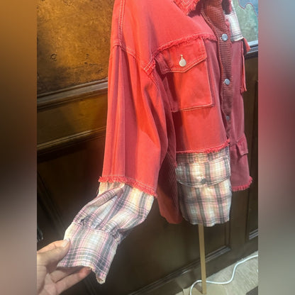 NWOT SIZE S WILL FIT UP TO AN XL POL Women's Vibrant Plaid Jean Jacket