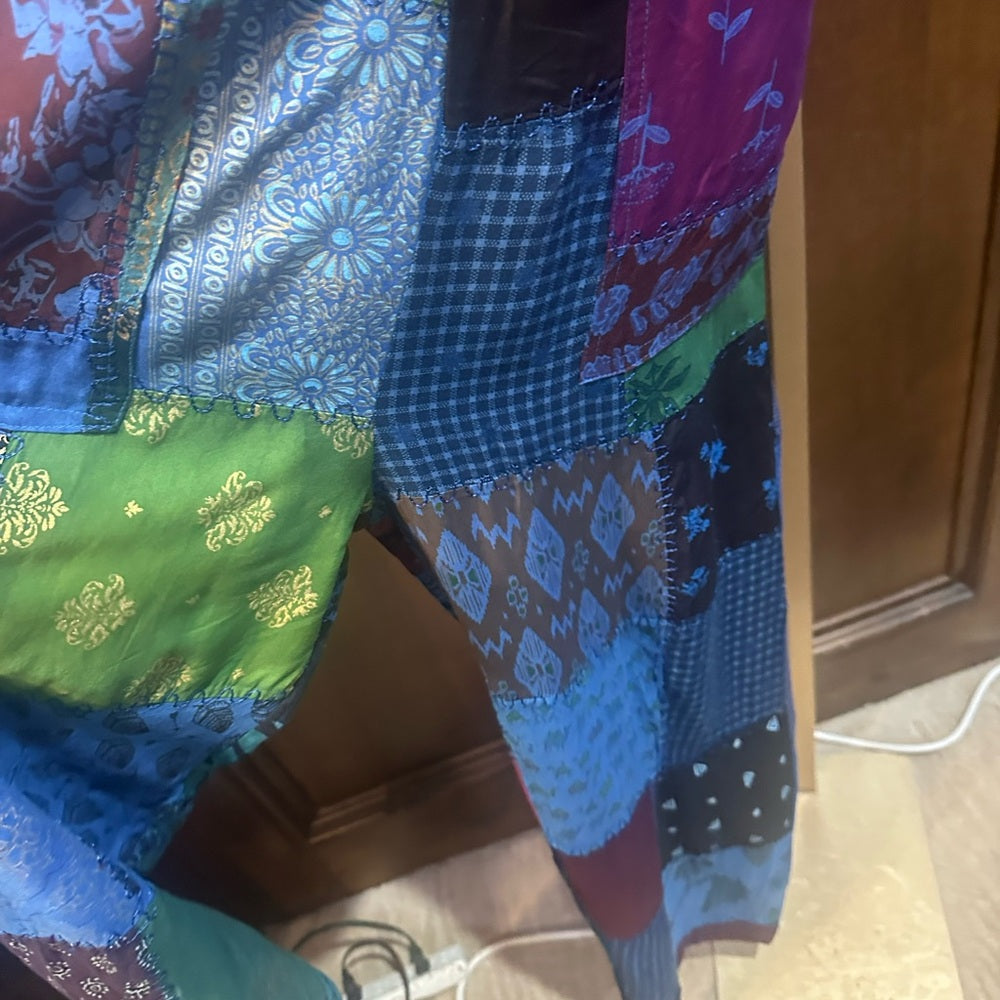 NWT SIZE S/M will fit up to a L Advance Apparels Blue Patchwork Jumpsuit