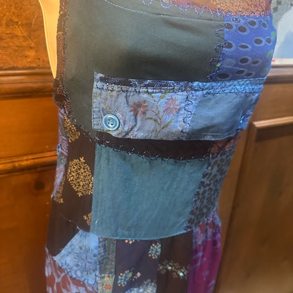 NWT SIZE S/M will fit up to a L Advance Apparels Blue Patchwork Jumpsuit