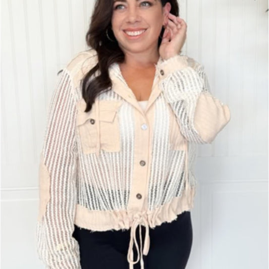NWOT SIZE L POL Cream Button Down Shirt