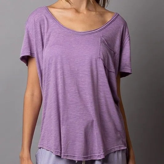 NWOT SIZE S POL Purple Short Sleeve Top
