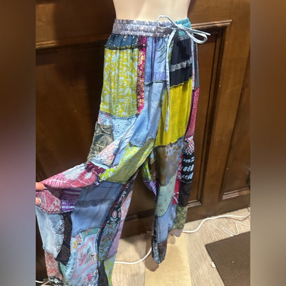 NWT SIZE OS Colorful Patchwork Wide Leg Pants