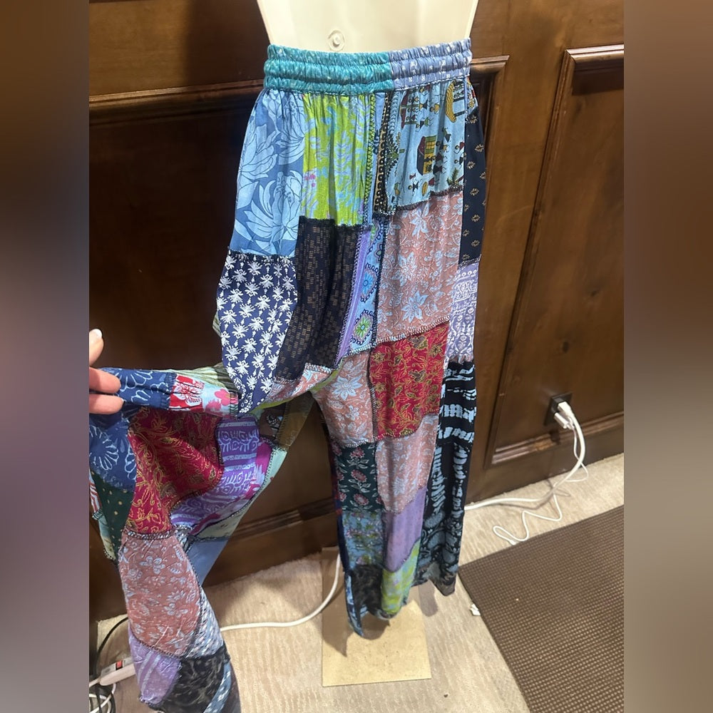 NWT SIZE OS Colorful Patchwork Wide Leg Pants