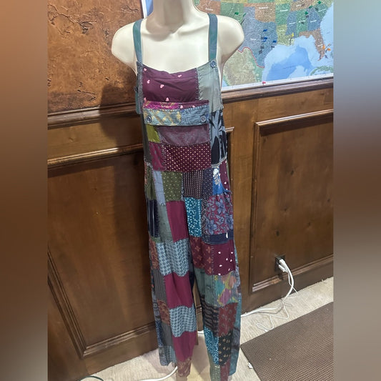 NWT SIZE S/M Advance Apparels Colorful Patchwork Wide Leg Jumpsuit
