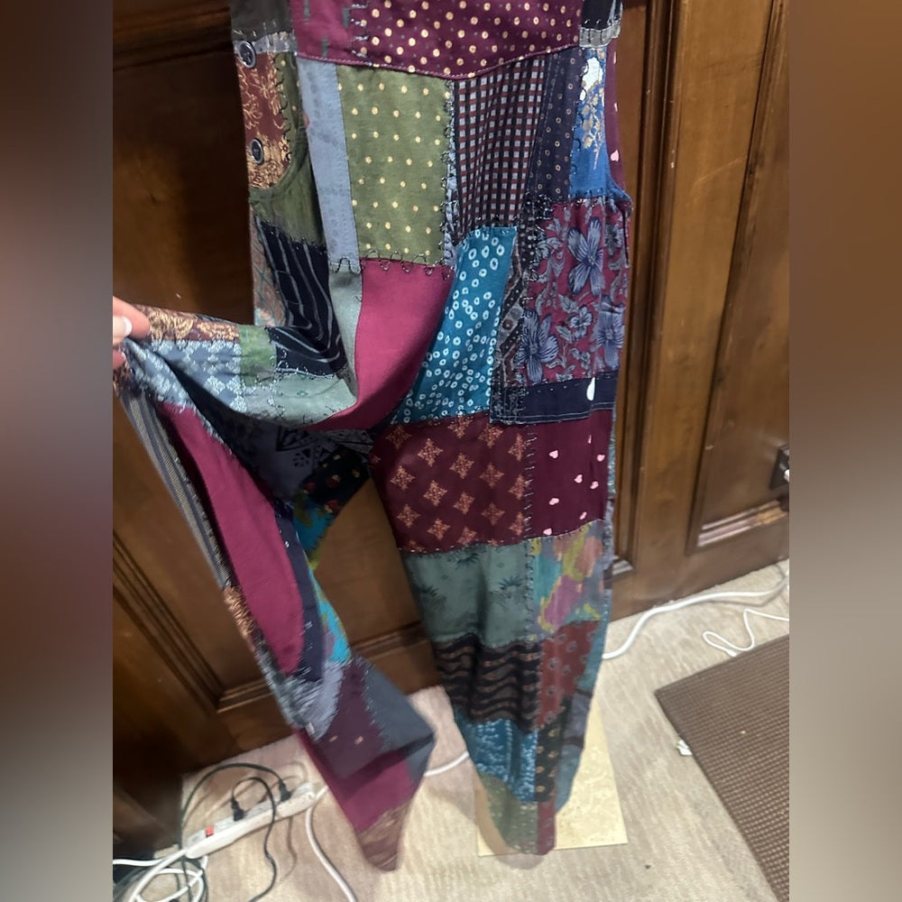 NWT SIZE S/M Advance Apparels Colorful Patchwork Wide Leg Jumpsuit