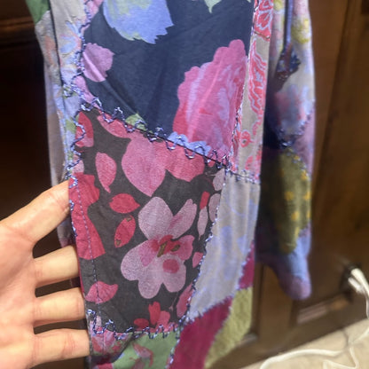 NWT SIZE PLUS Advance Apparels Colorful Patchwork Lace-Up Top