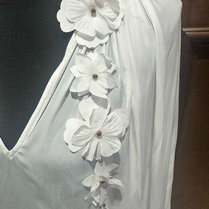 NWT SIZE L Ramy Brook Elegant White Blouse with Floral Details