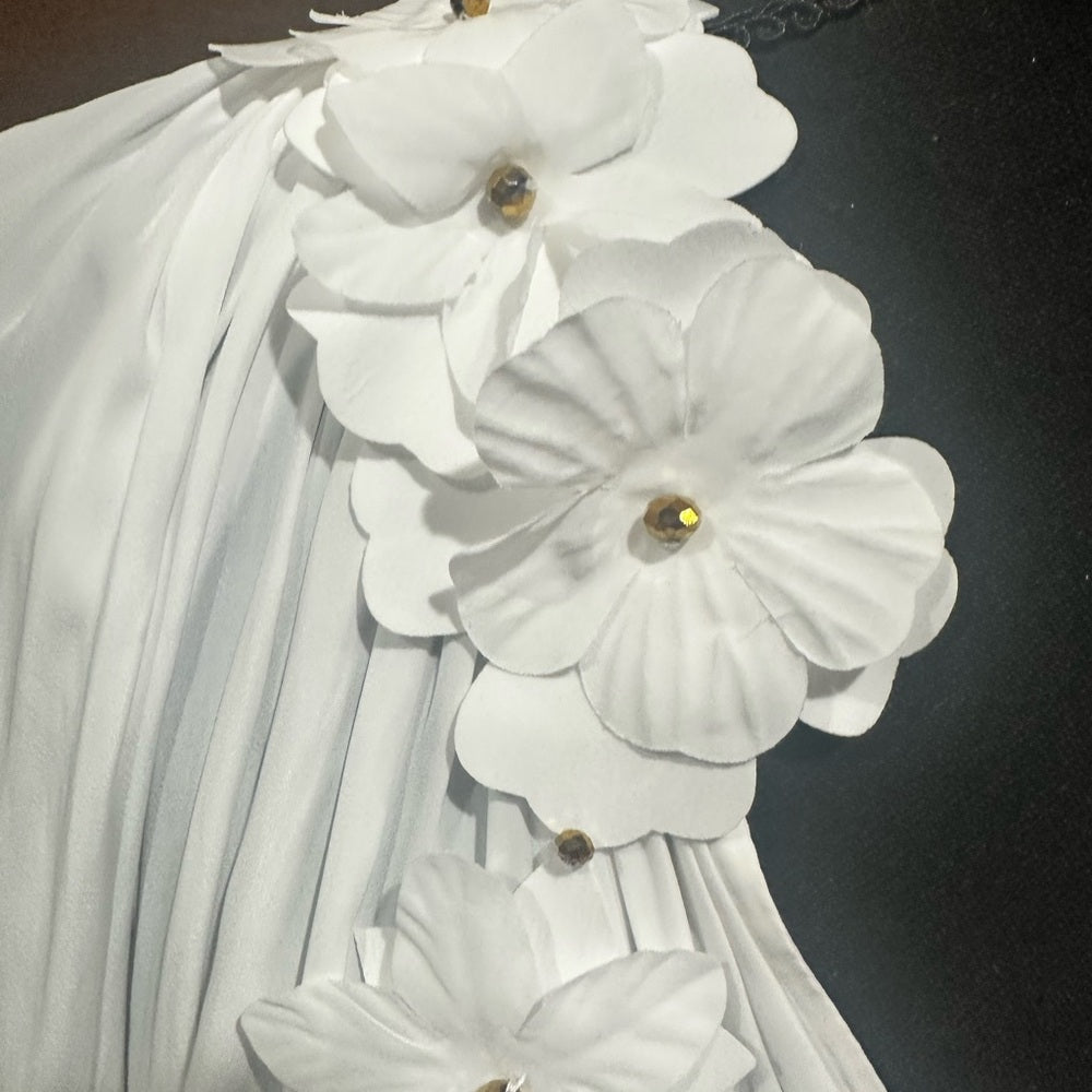 NWT SIZE L Ramy Brook Elegant White Blouse with Floral Details