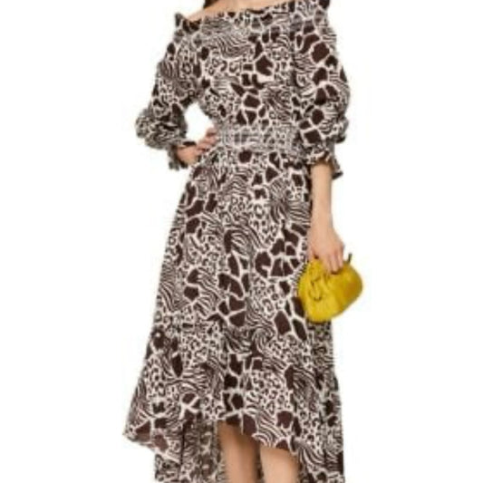 SIZE 4 Adam Lippes Black and White High-Low A-Line Dress